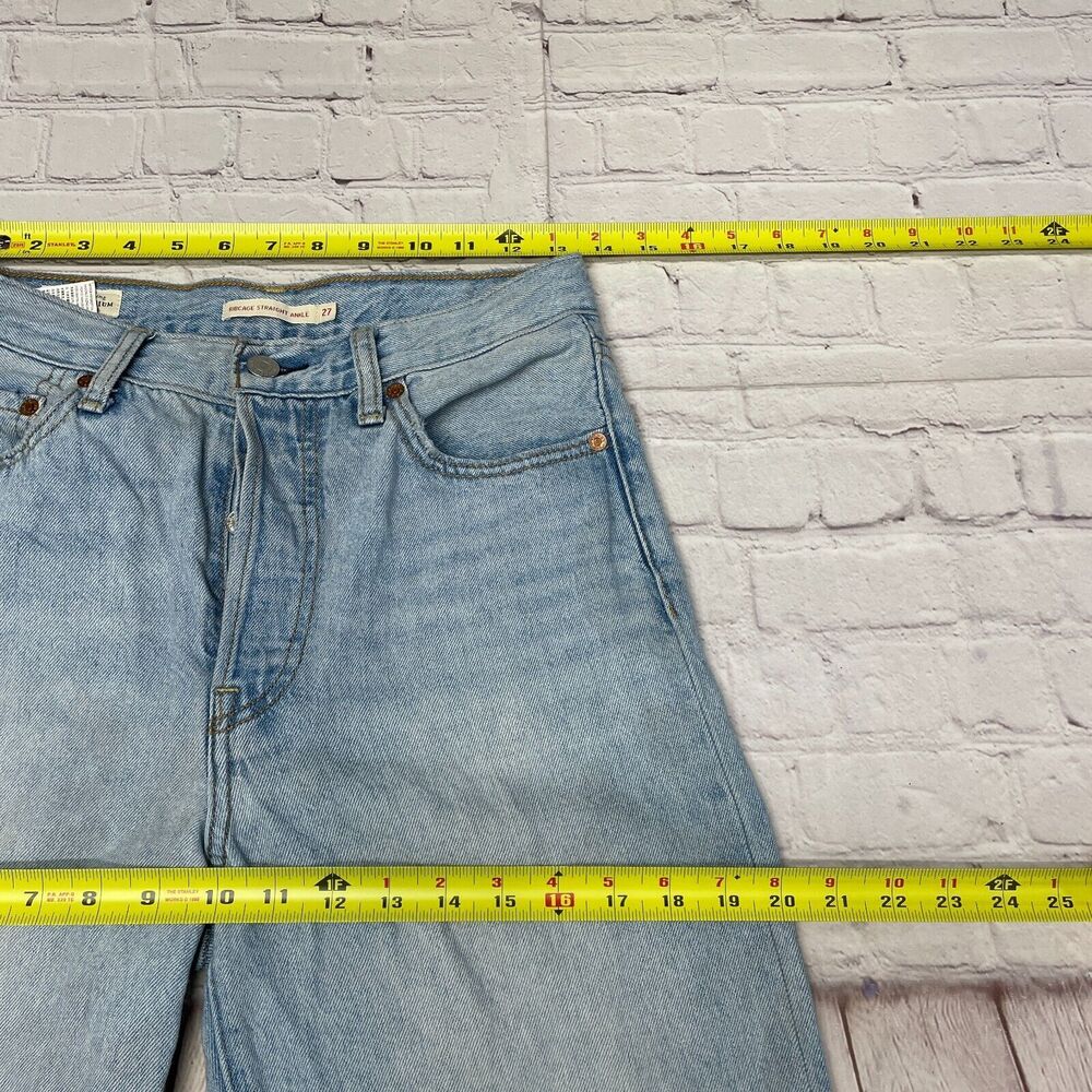 Levi's Women Ribcage Straight Ankle Jeans Size 27 Blue Denim B338 -17 - Picture 3 of 16